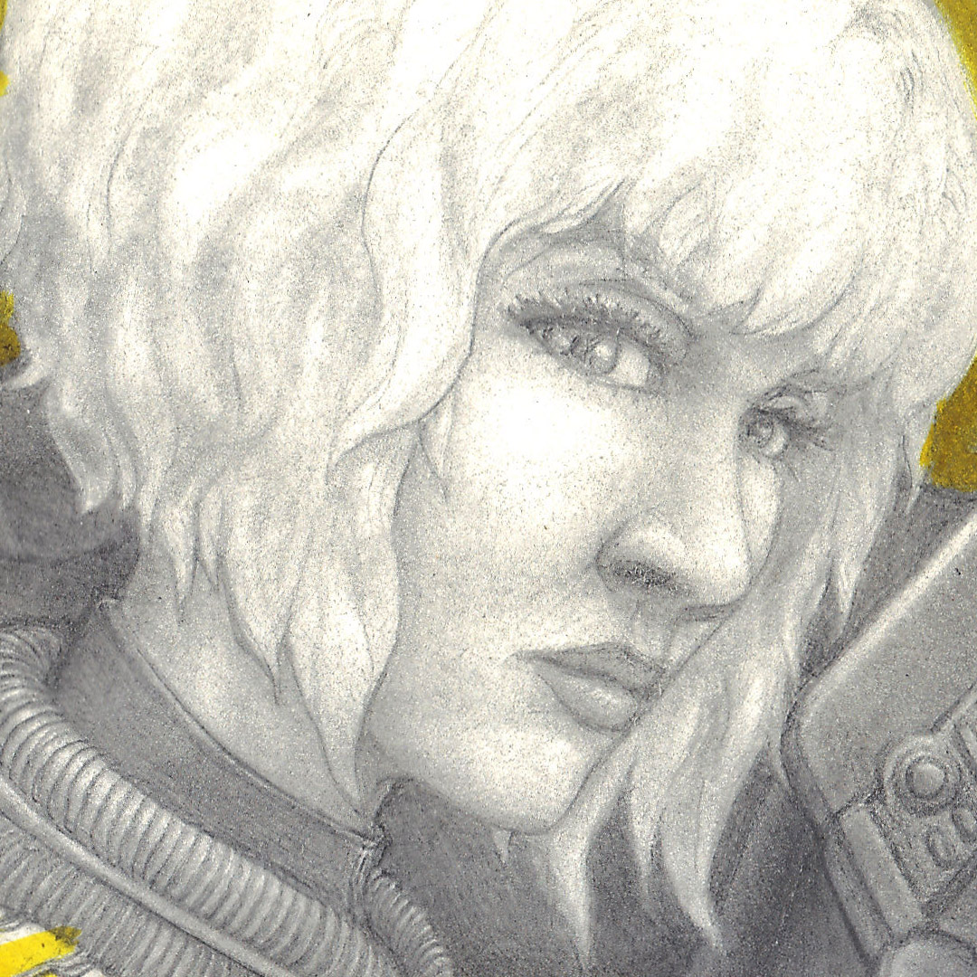 Judge Anderson pencil drawing detail